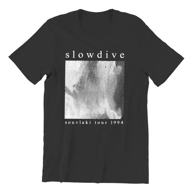 Men Slowdive tour 90s T shirts pure cotton tops vintage short sleeve round collar graphic tee shirt