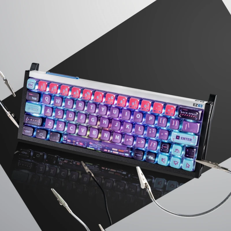 Cyber City Purple ASA Profile PBT Material Four sided Transparent Pudding Keycap Adapted to Mechanical Keyboard 키캡