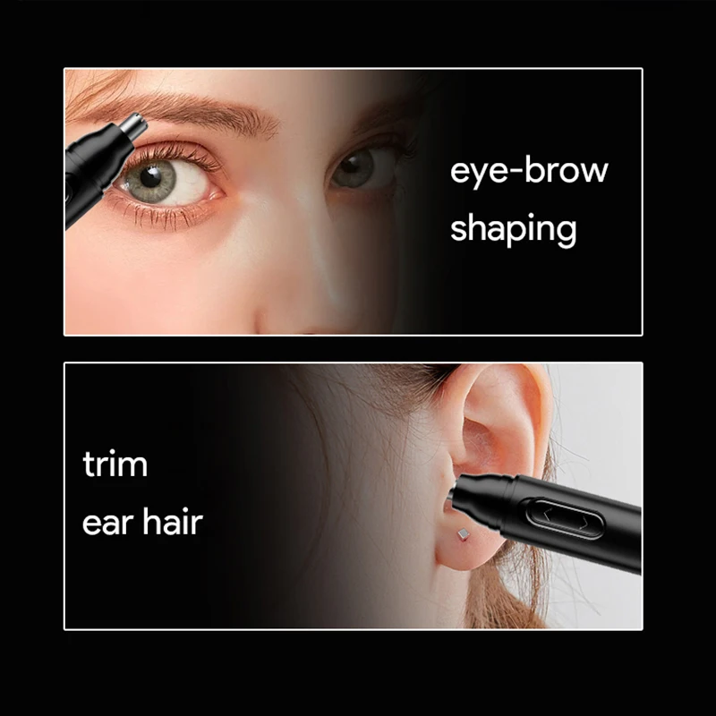 MINI Electric Nose Hair Trimmer Ear Hair Trimmer Eye-brow shaping Black Professional Safe Painless Portable For Men And Women