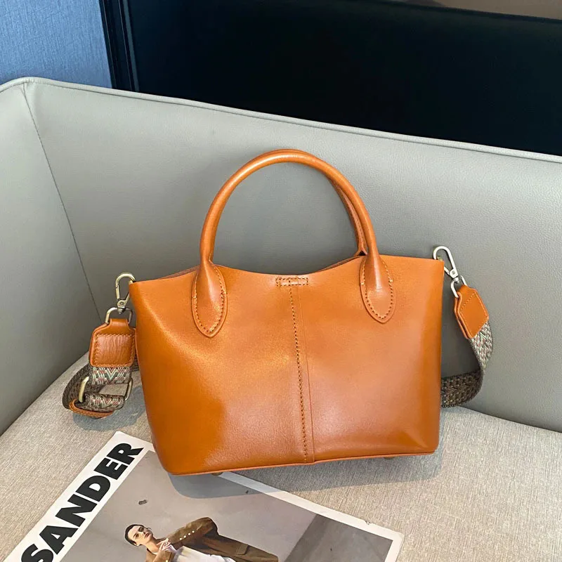 2026 Pure Leather Crossbody Handbag Women - Versatile Genuine Leather Large Capacity Multi-Section Shoulder Tote Bag