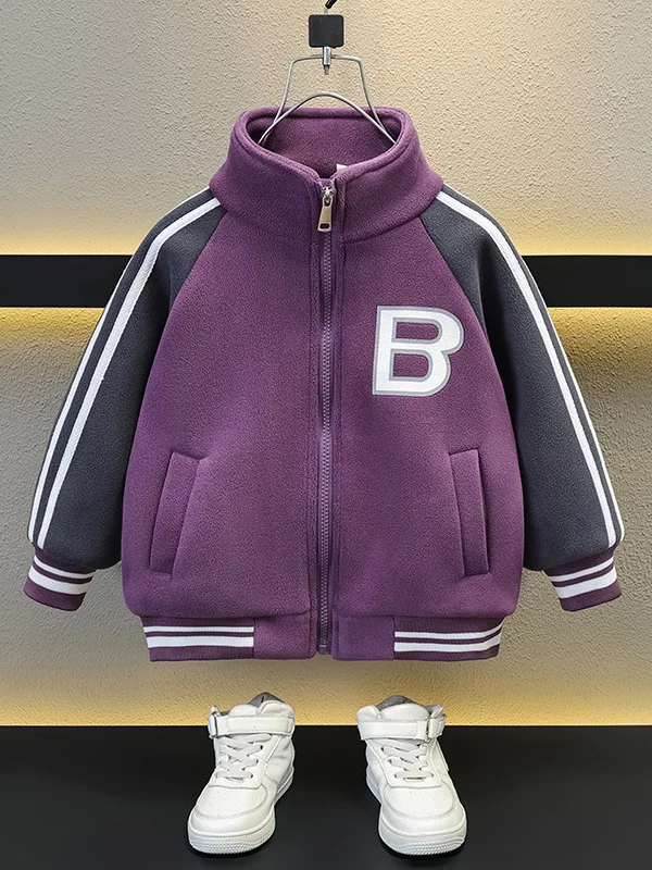 

Boys Winter Jaet Cotton Padded Baseball Sle irt Boys Faionable Warm Thiened Zipper Closure Stand Collar Coat for Kids