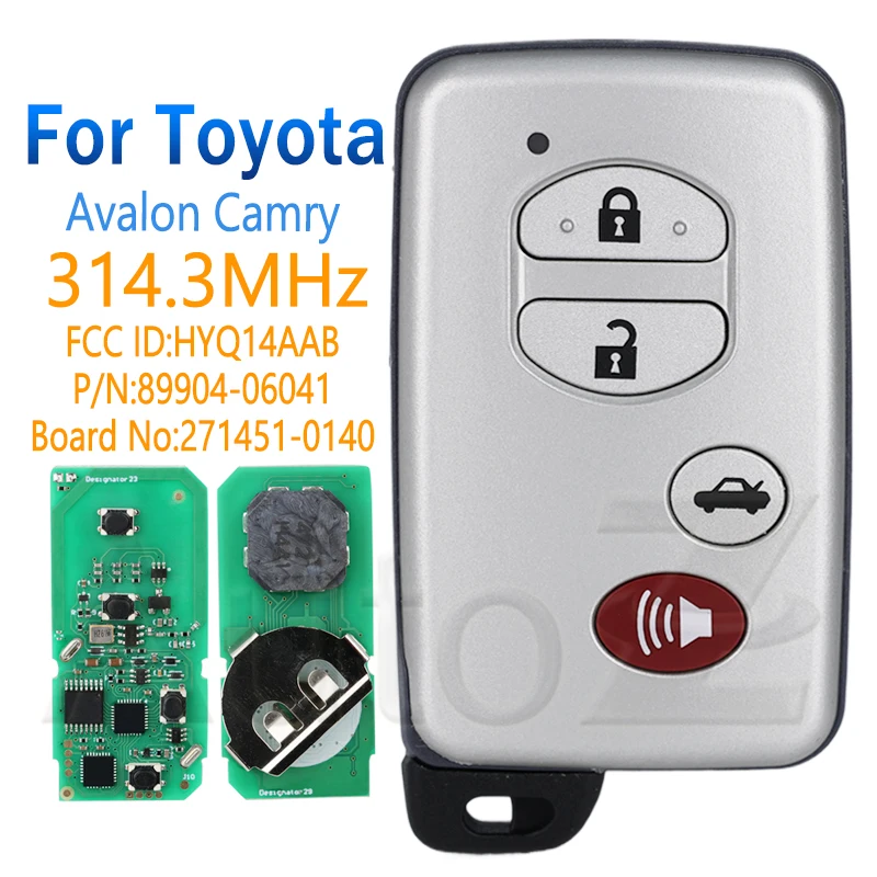 Автоматический дистанционный ключ ASK 314,3 МГц для Toyota Avalon Camry 2006-2010 FCC: HYQ14AAB 271451 -0140 89904-06041 Умный ключ от запуска без ключа