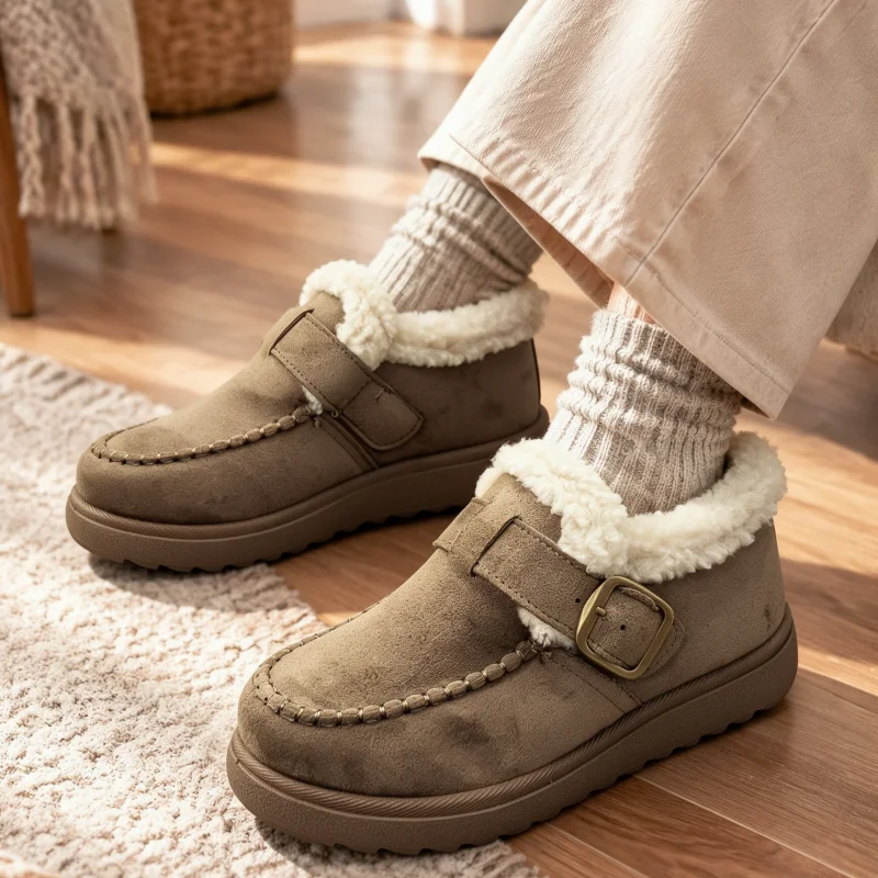 Women's Fur-Lined Ankle Boots, Plush Snow Boots, Thick-Soled Warm Short Boots, Brown Women's Boots, 2026 Winter Trend New Style
