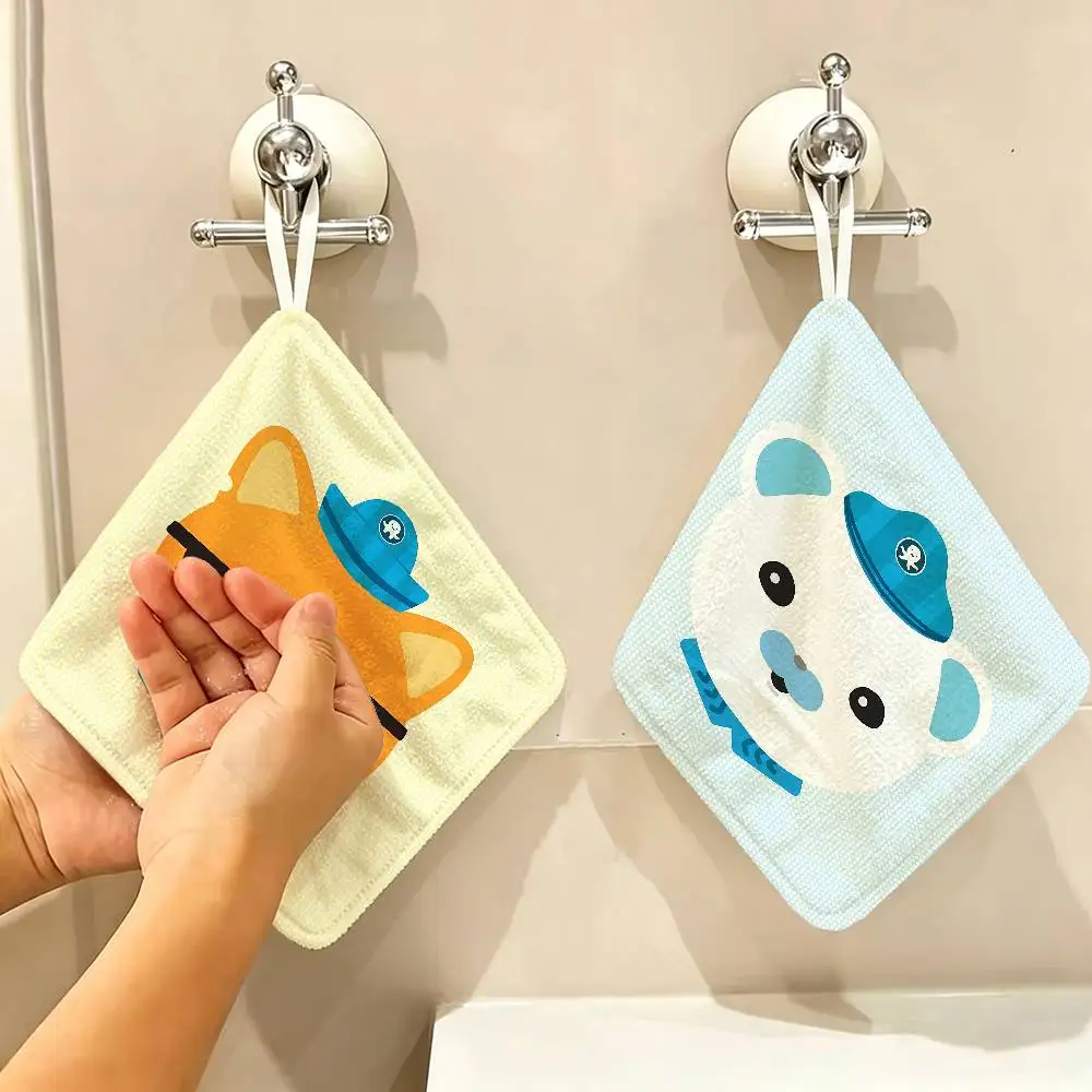 O-Octonauts Logo Polyester Cotton Hanging Kitchen Towel, Absorbent Hand Wiping Cloth For Daily Cleaning Drying