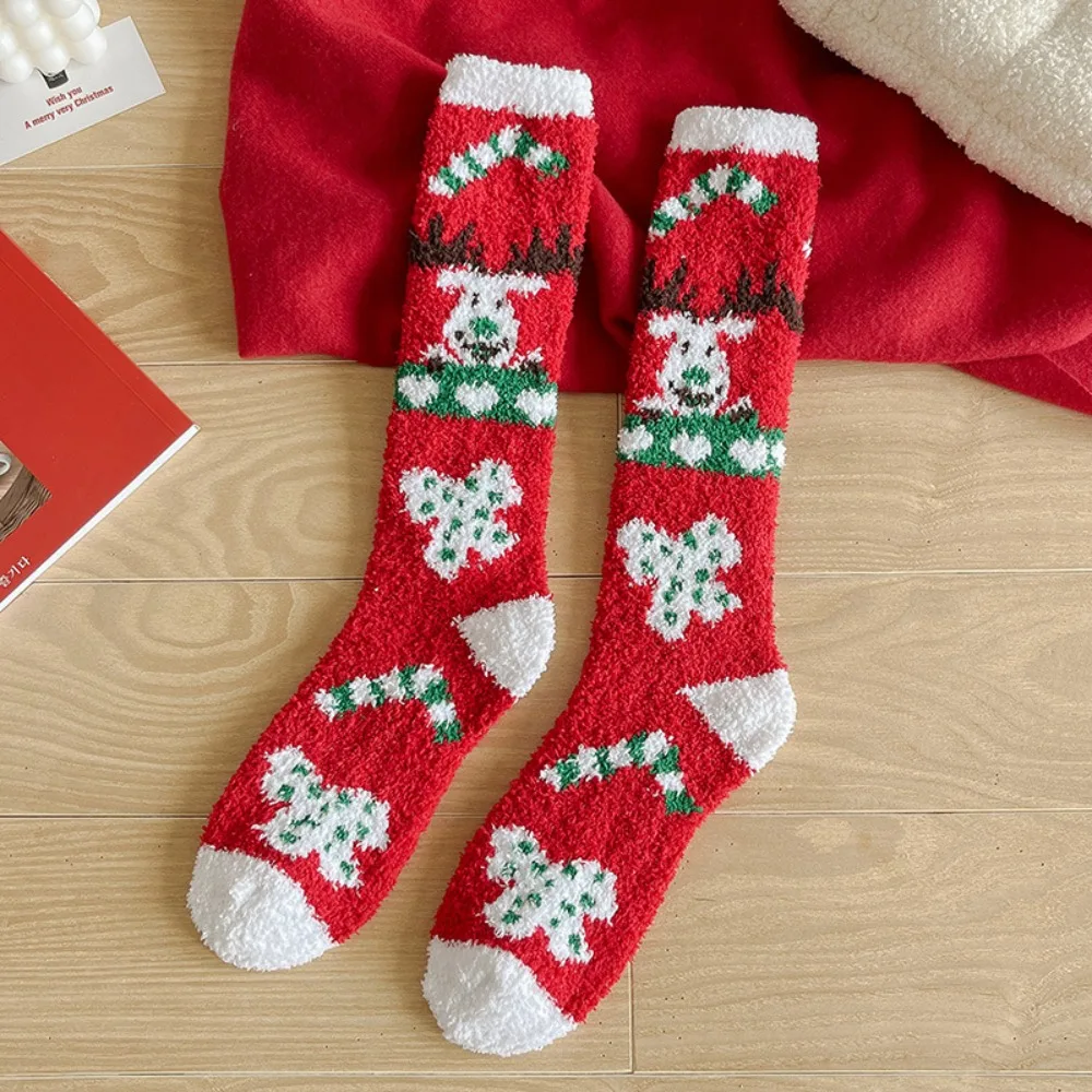 

Warm Calf Socks Christmas Stocking Coral Fleece Long Tube Home Sleep Socks Fashion Design Korean Style Women Hosiery Home Wear