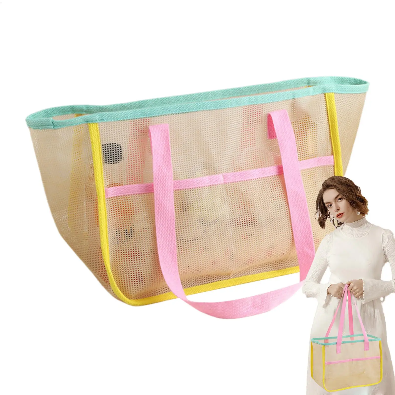 

Mesh Beach Bag Mesh Beach Bag Tote For Toys Large Sandproof Pouch Outdoor Organization And Storage For Women Summer Vacation