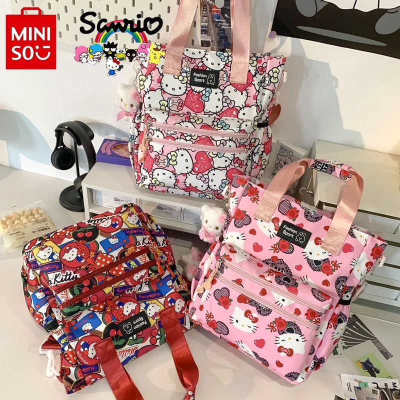 HelloKitty-bolsa tiracolo feminina, bolsa de armazenamento de estudante de grande capacidade, bolsa casual, desenho animado elegante, alta qualidade, nova, 2022, 2024