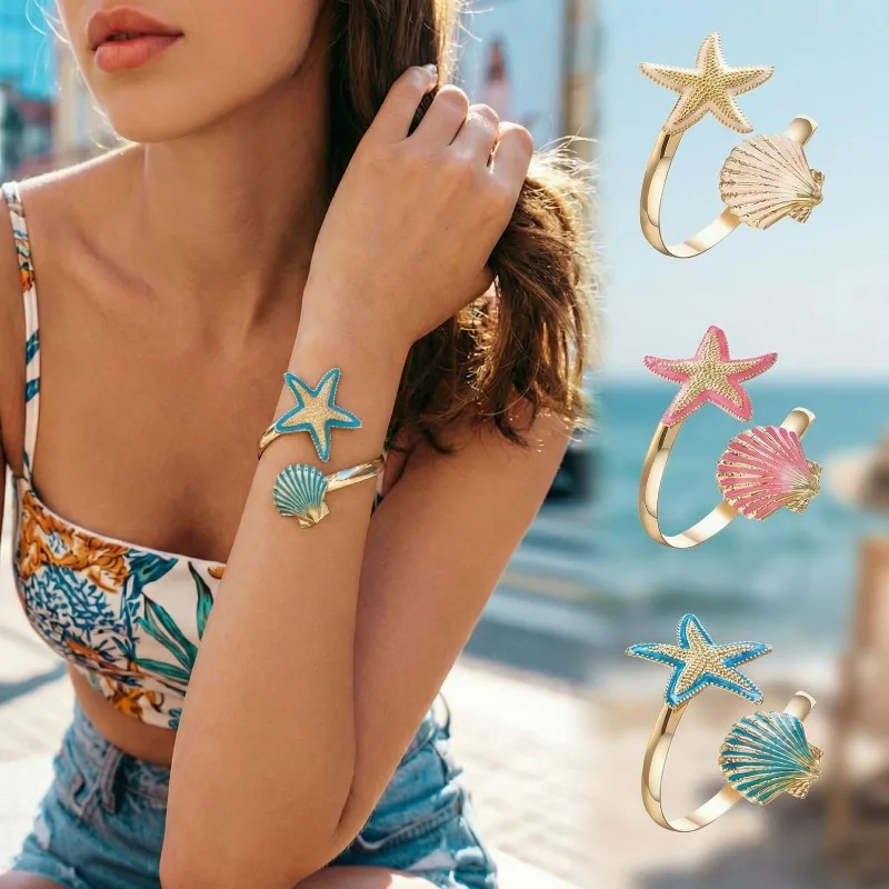 

Bohemian Beach Starfish Shell Bracelet, Female Creative Design, Exquisite Holiday Handmade
