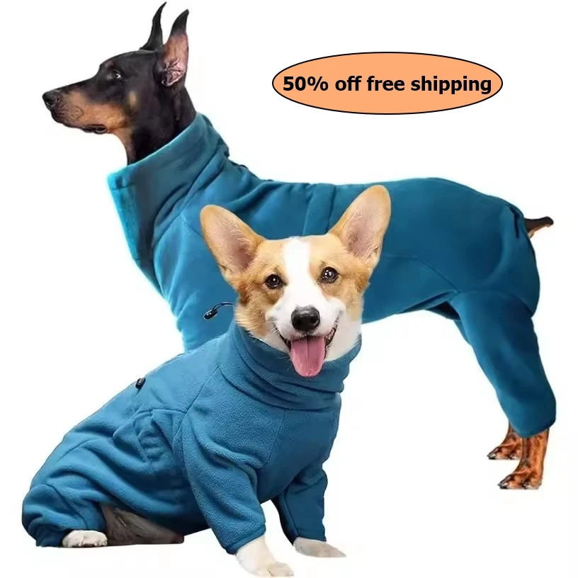 

Dog Clothes Soft Fleece Pullover Pajamas For Small Medium Large Dogs Warm Thicken Jacket Pet Jumpsuit Winter Coat Free shipping
