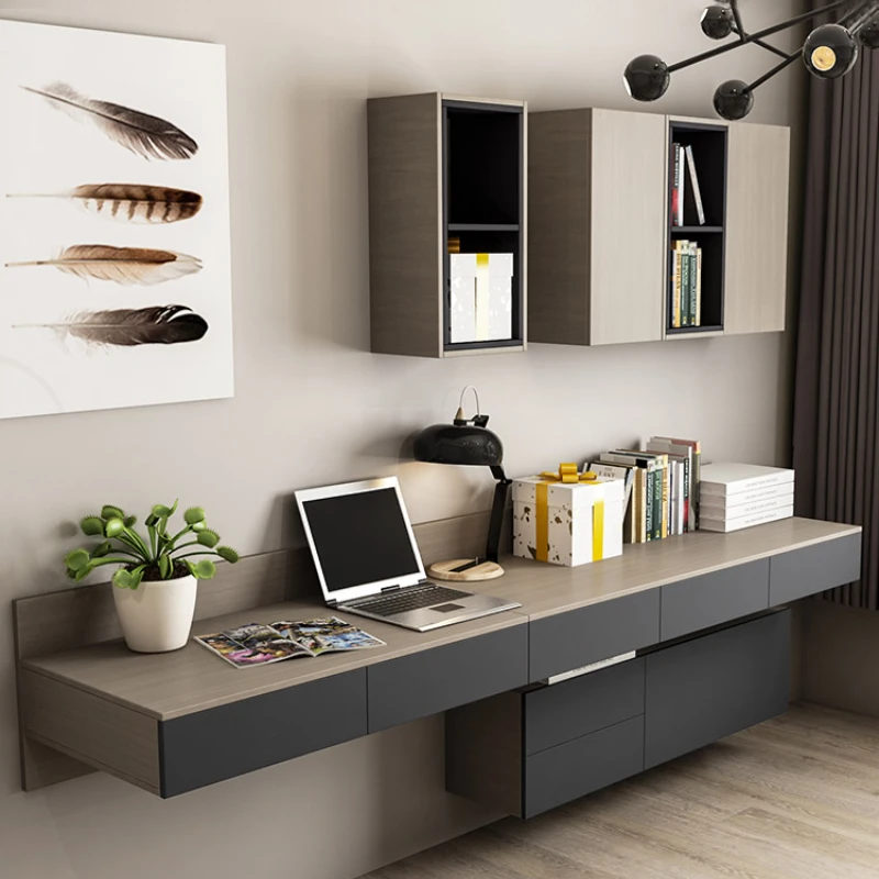 

Desk Bookshelf Combination Solid Wood Bedroom Hanging Wall Suspension Makeup Book Desktop Computer Desk Hanging Desk