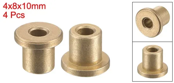 Flange Sleeve Bearings 4x8x10 Sintered Bronze Powder Metallurgy Oil Self-Lubricating Copper Brass Bushing Shaft ID4mm 6mm8mm10mm