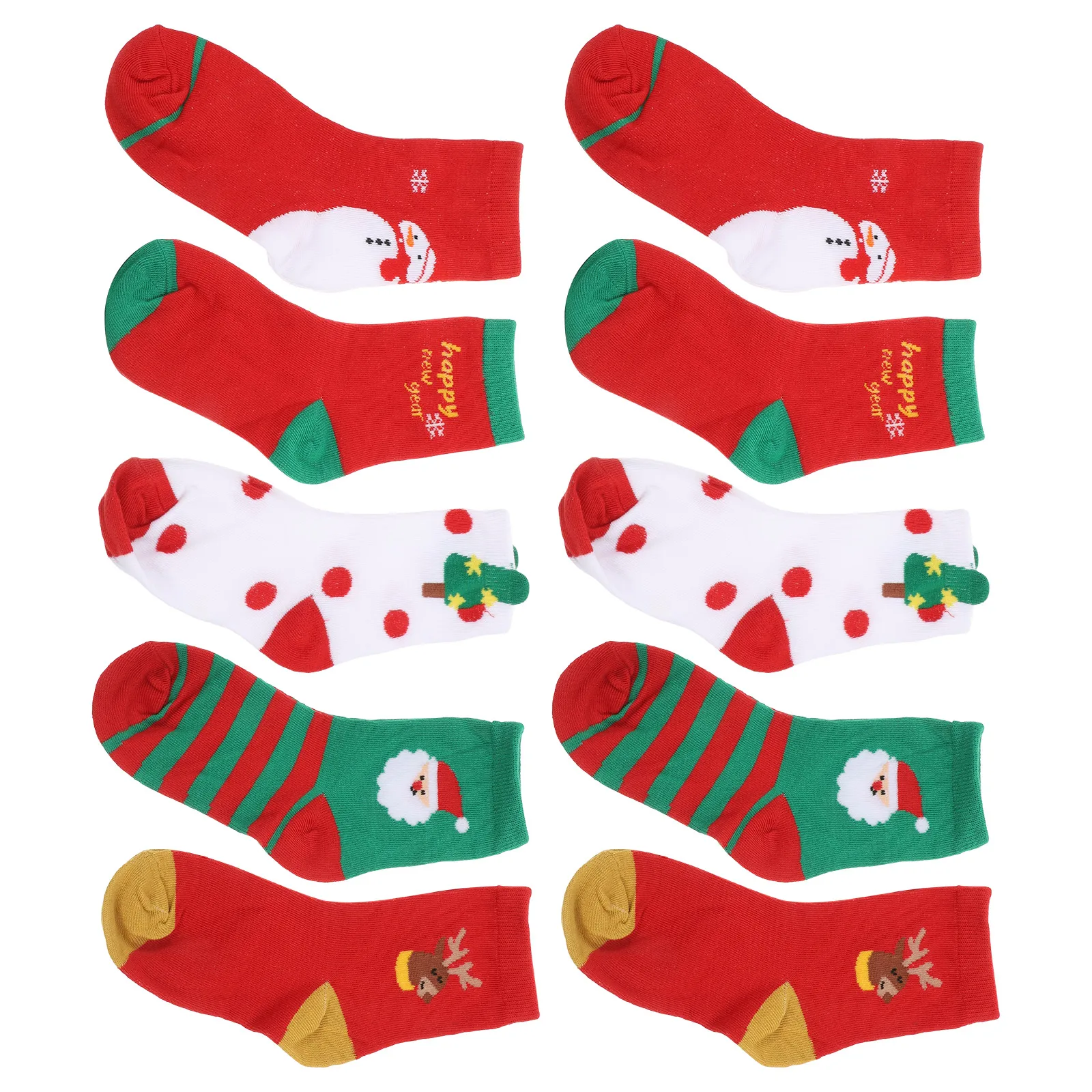 

5pcs Christmas Mid-Calf For Kids Comfortable Stretch Cotton Moisture-Wicking Warm Novelty Holiday Socks Children Christmas