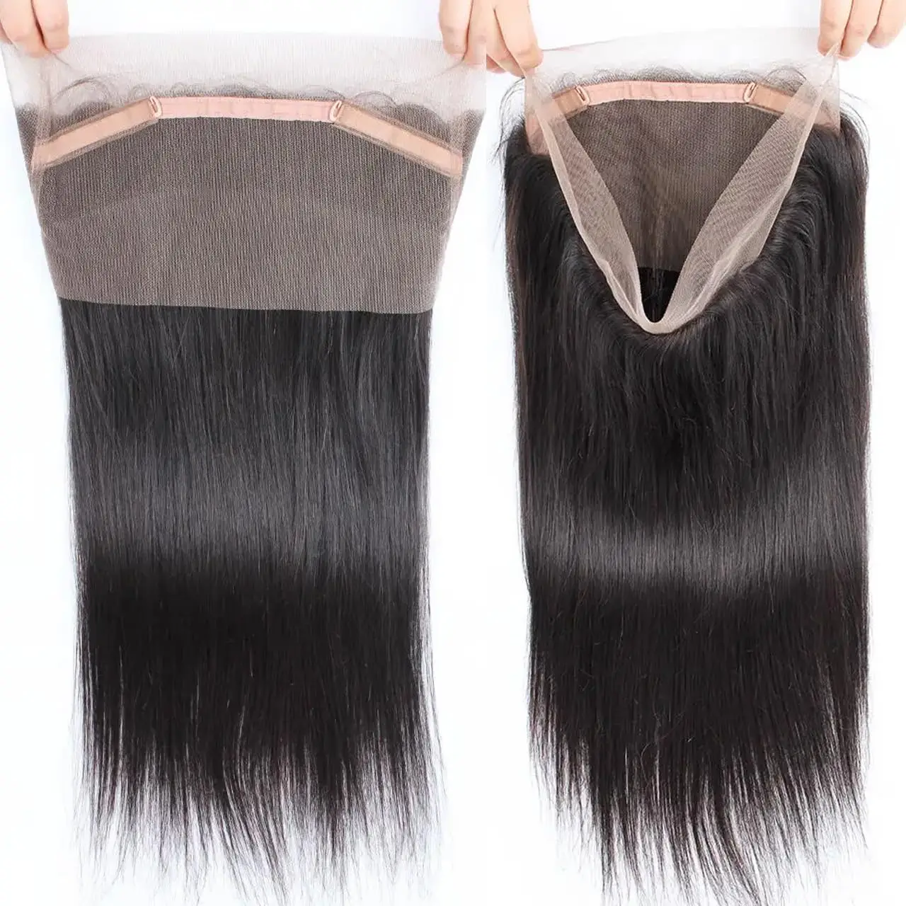 360 Lace Frontal Only Straight Human Hair Pre-Plucked Transparent Lace Closure Only Natural Color 360 Lace Closure for Women