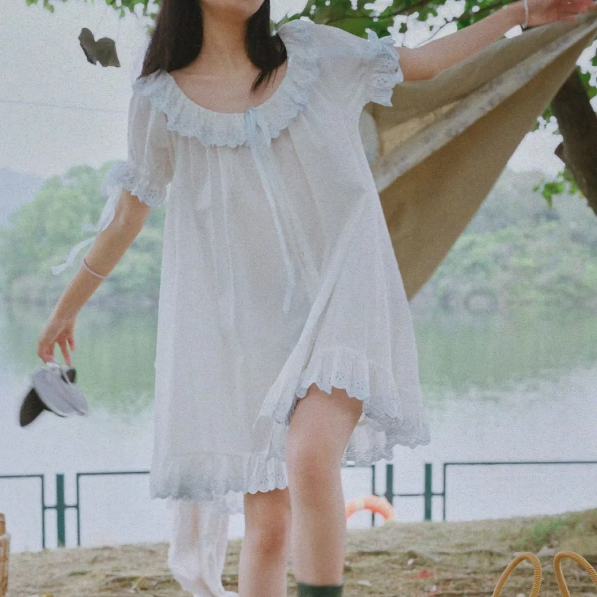 french-sweet-girl-dress-with-a-lazy-feeling-fairy-nightgown-cotton-lace-pajamas-outside-summer-sleepwear-women
