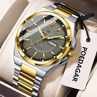 POEDAGAR Top Original Men's Watches Stainless Steel Waterproof Luminous Man Watch Date Week Classic Trendy Quartz Men Wristwatch