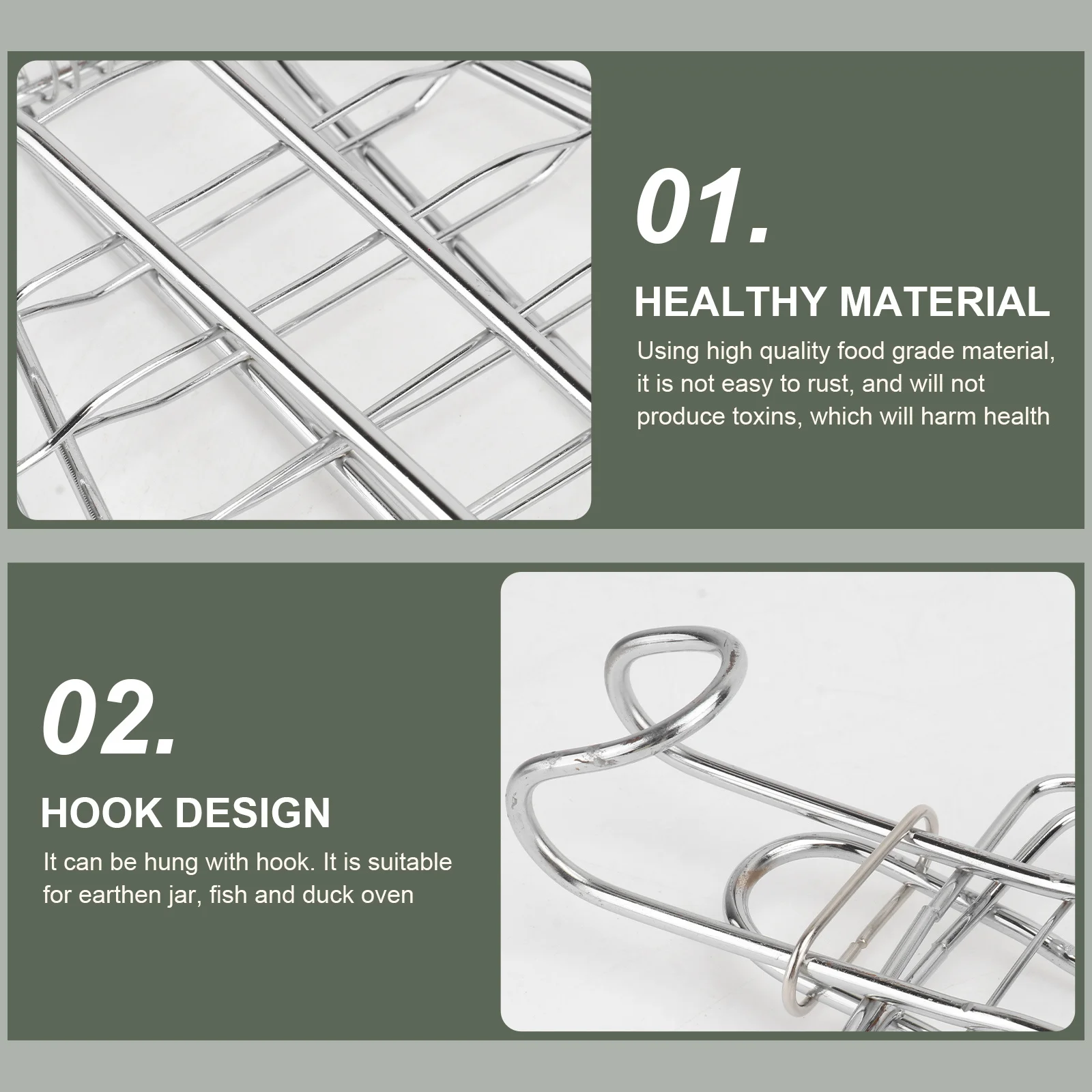 

Grill Basket for Fish 44x15cm Silver Non-Stick Mesh Barbecue Tool Outdoor Cooking Fish Meat Vegetables No Fall Through Grates