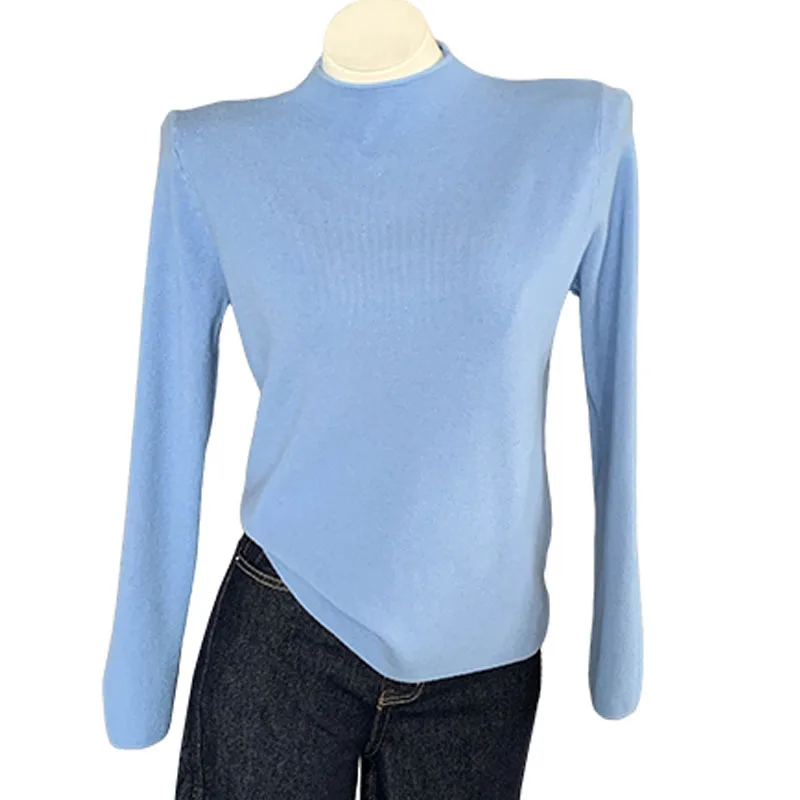 Pull tricoté femmes pulls nouveau à manches longues col montant blanc tricot pull haut pour femme chandails Sueters De Mujer Q997