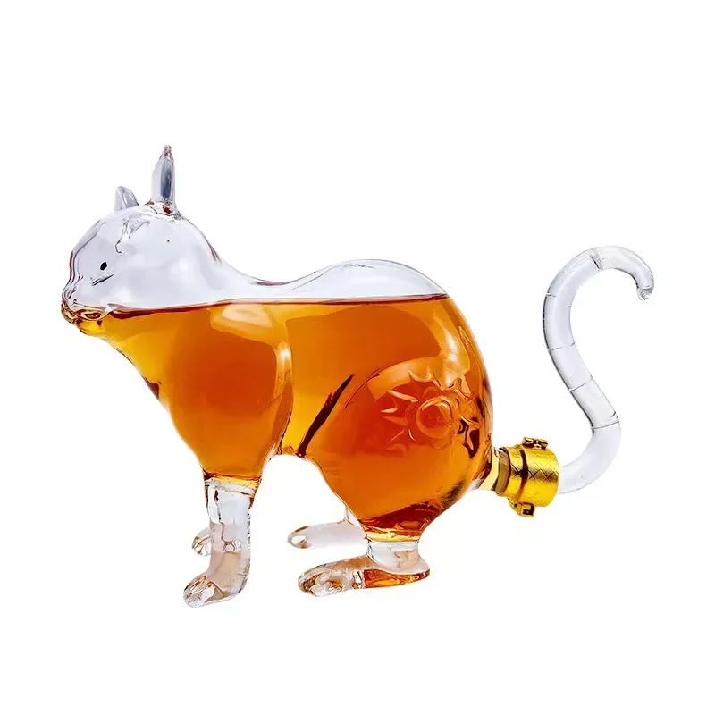 Imagem -02 - Decantador de Uísque Chinês em Forma de Gato Decorações para Festas Garrafa de Álcool Vidro sem Chumbo para Bebidas Alcoólicas Scotch Barware 1000ml