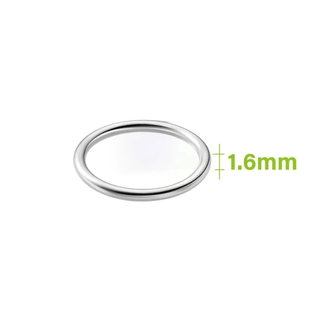 SOFTPIG-Bague ronde en argent regardé 925 véritable pour femme, bijoux fins classiques, accessoires minimalistes, fête, 1.6mm, 2mm