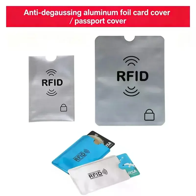 10pcs Anti-Scan Card Sleeve RFID Card Protector Anti-magnetic Aluminum Foil Portable Credit Bank Card Holder Passport Cover