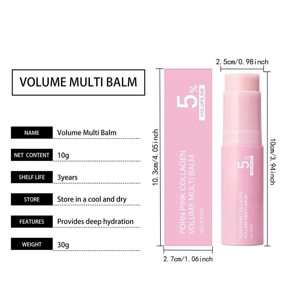Pink Collagen Multi Balm Stick With 5% Volufiline Hydrating Plumping Reduce Fine Lines Brighten Face Lip Body Skin Care view 6