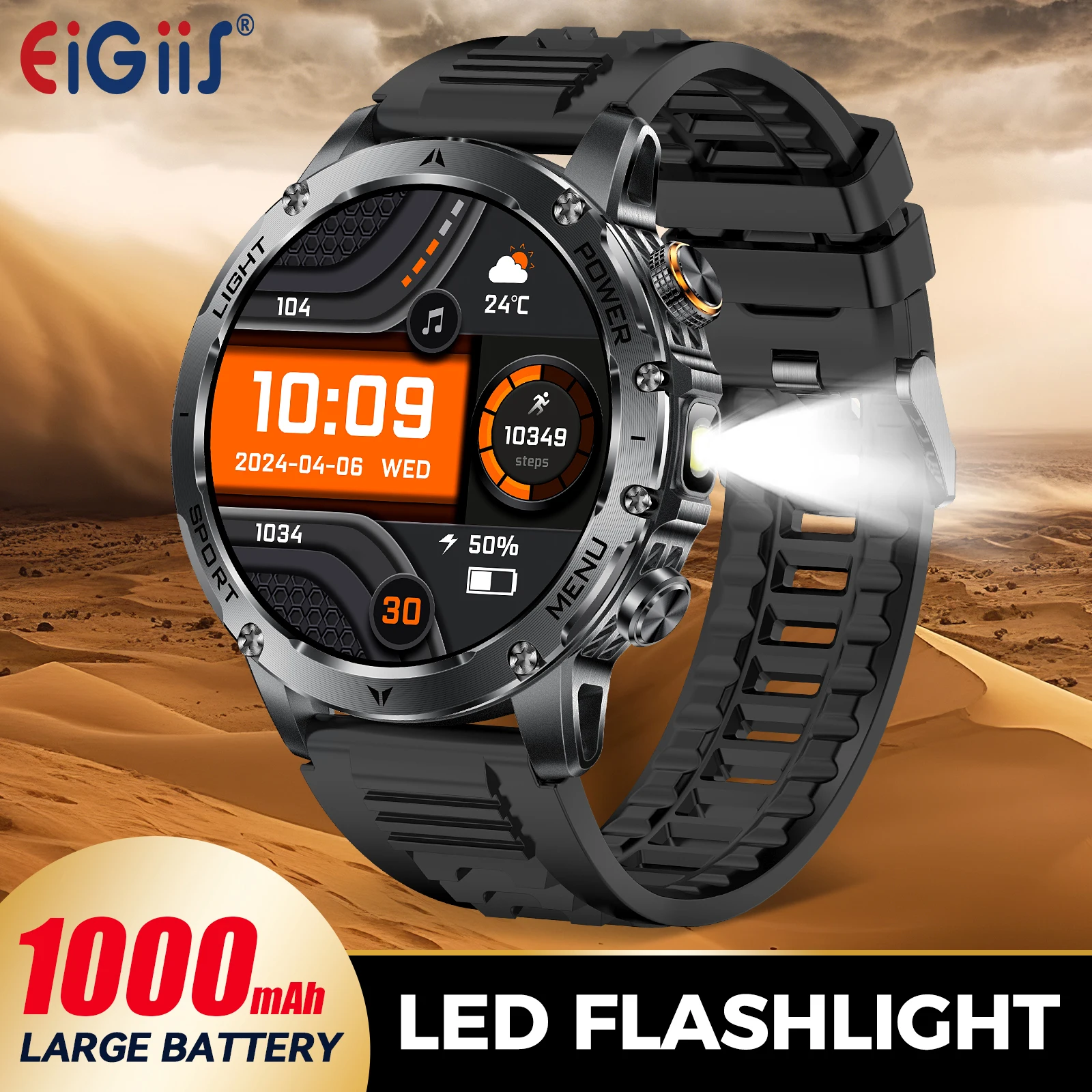 

EIGIIS Smart Watches for Men with 100+Sport Modes Health Monitor IP68 and Bluetooth Calling for iPhone/Android Phones Smartwatch