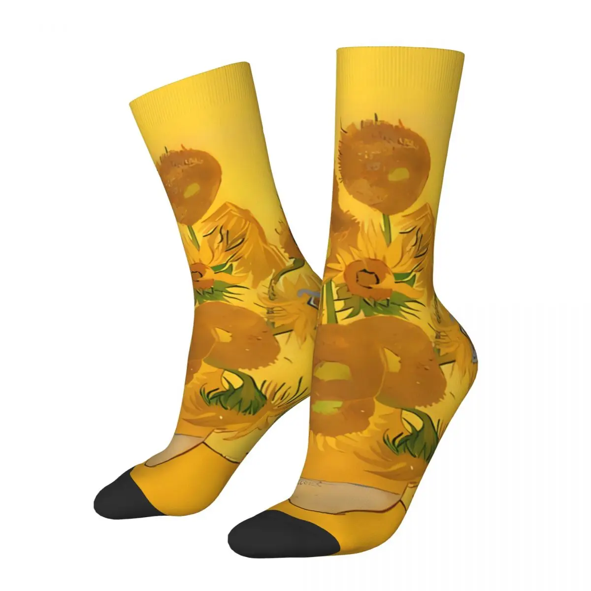 Sunflowers Van Gogh Oil Painting Socks Male Mens Women Summer Stockings Polyester