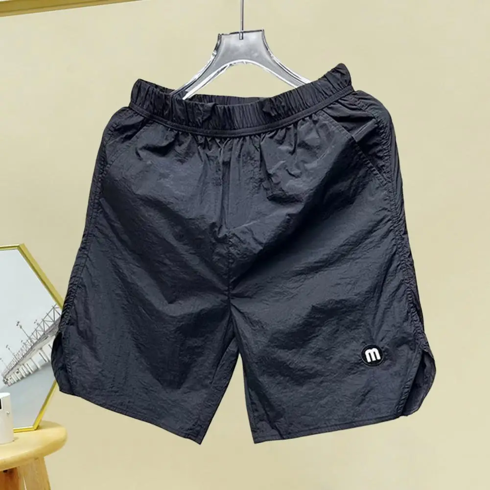 Men Shorts Men's Quick-drying Athletic Shorts with M Letter Decoration for Sports Beachwear Solid Color Running for Summer