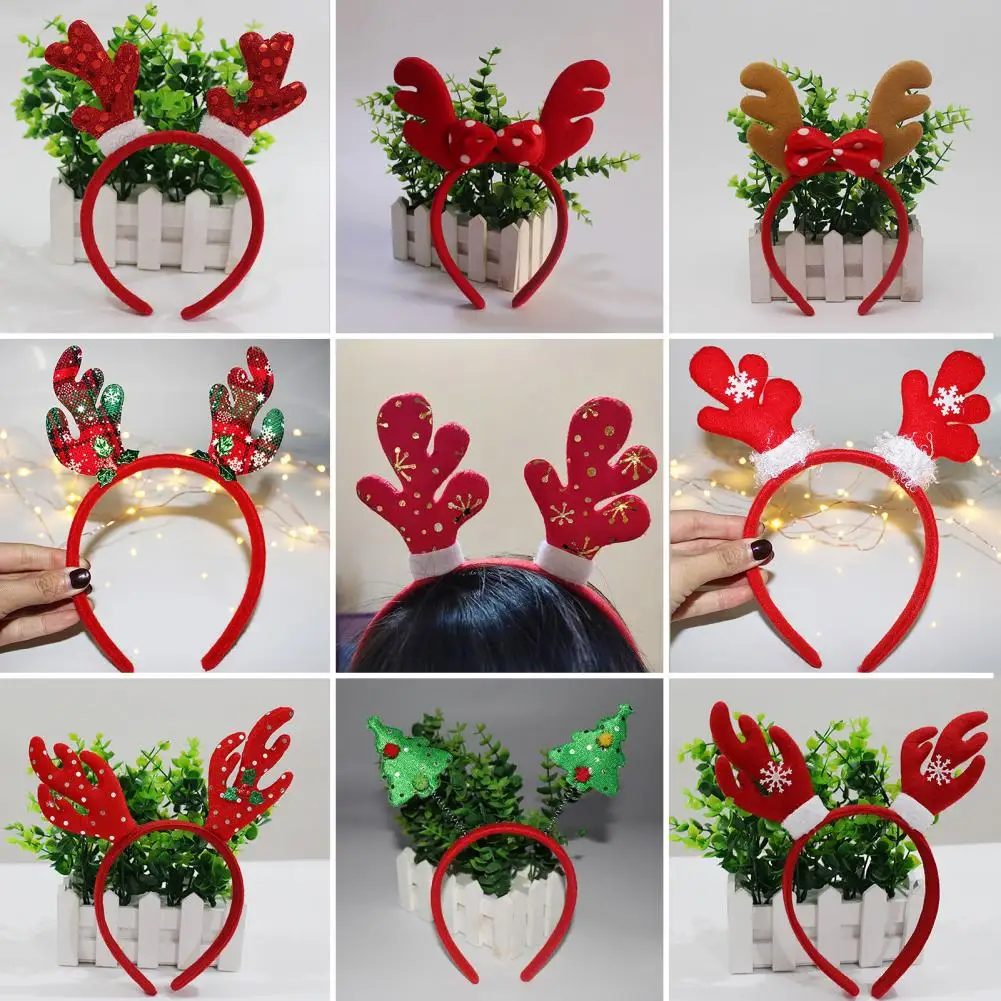 

Festive Headband Christmas Party Headband Whimsical Christmas Elk Horns Headband Festive Hair Accessories for Adults Kids Cute