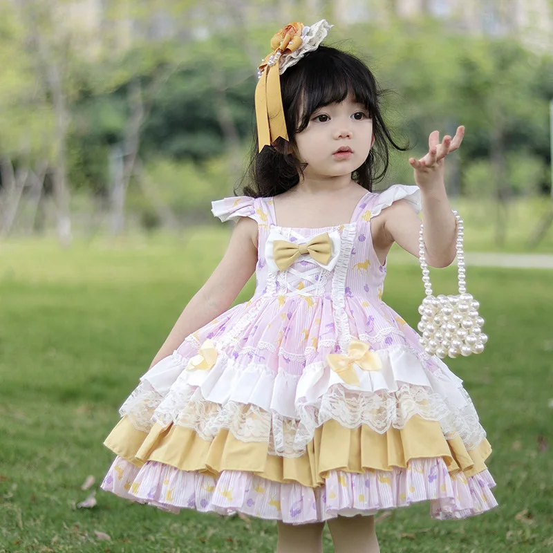 2024 Summer Dress for Girls Baby Wedding Dress Girls Lolita Princess Girl's Party Dress Floral Vestidos Ball Gown Costume Girl