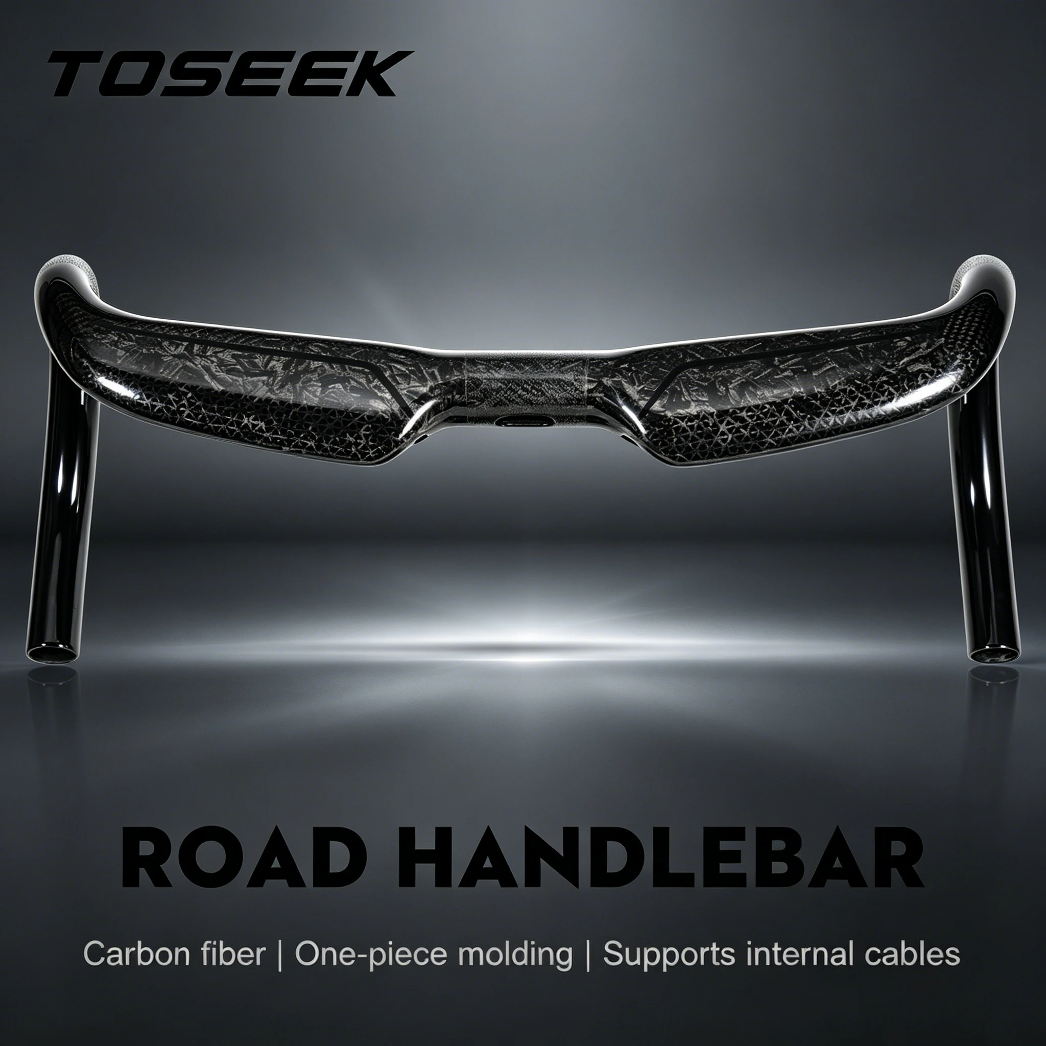 TOSEEK Hochfester Carbon-Rennradlenker 380/400/420/440mm UD Glänzender Rennlenker mit Interner Kabelführung