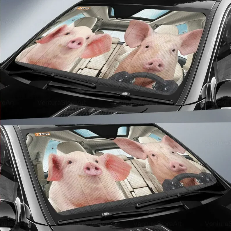 Decoração do pára-brisa do carro, Pig Lover Sunshade, Acessórios do carro, Presente para ele