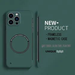 Ultra Thin Hard PC Magnetic Frameless Phone Case For Magsafe iPhone 16 Pro Max 17 15 14 13 12 11 Pro Max Matte Color Solid Cover