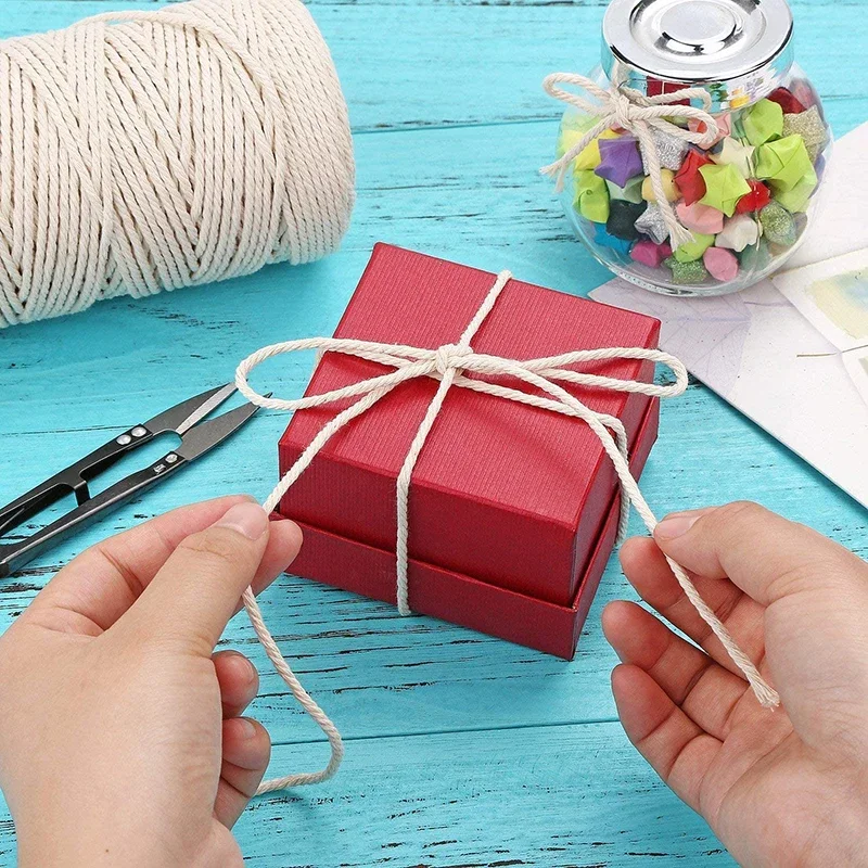 Macrame Cord 2/6/8mm Natural Cotton Macrame Rope 3Strands Twisted Macrame Cord String for Crafts Wall Hanging Gift Wedding Decor