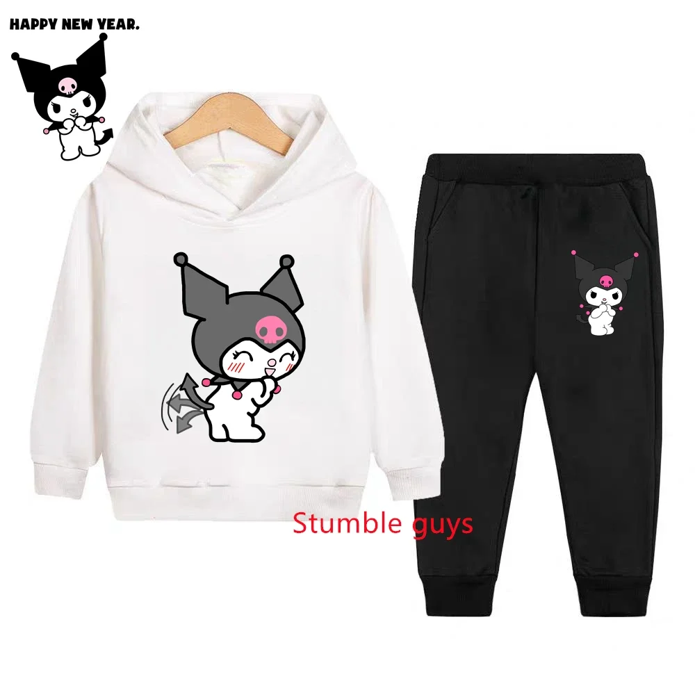 

Kids Kuromi Anime Cartoon Set Winter Warm Hoodie & Sweatpants 2-Piece Sweatshirt Casual Children's Wear
