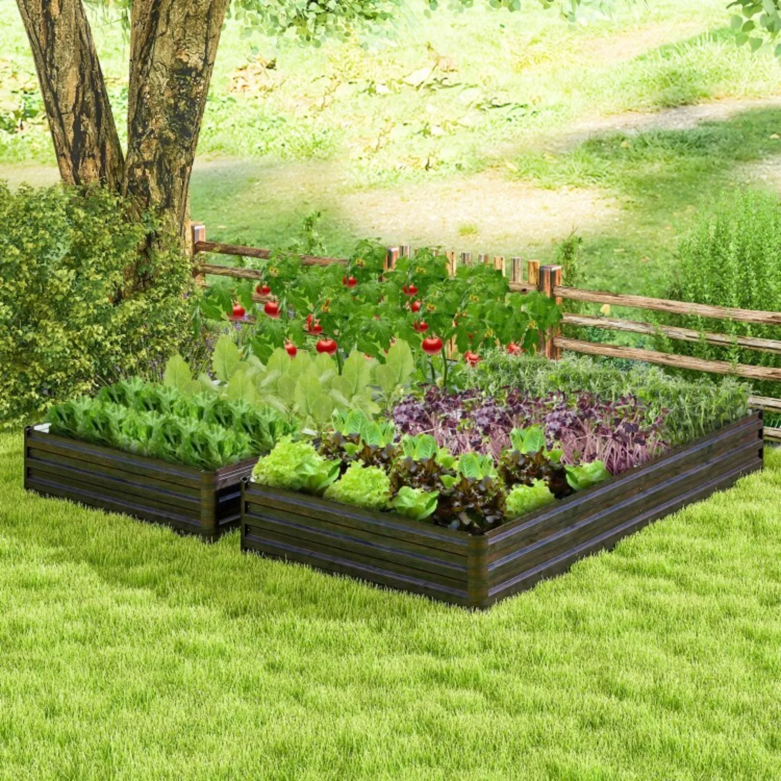

Raised Garden Bed Large Metal Patio Planter Box Outdoor Vegetable Herb Flower