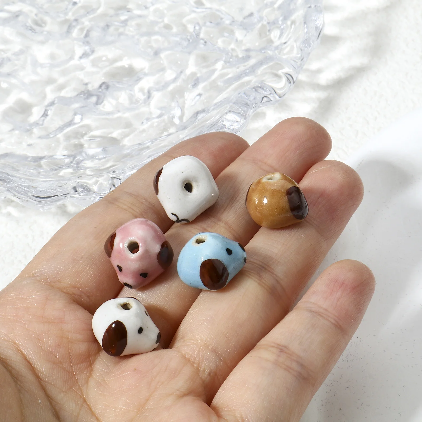 5pcs Multicolor 3D Ceramic Beads Dog Animal Spacer Beads For DIY Jewelry Making Necklace Bracelets For Women Jewelry Findings