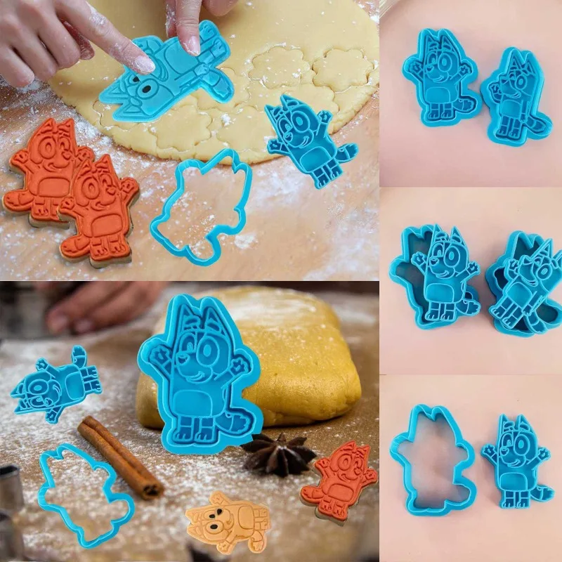

Bluey Kawaii Cookie Cutter Anime Cartoon Peripheral Character Model Cute Dog Baking Tools Plastic Cake Molds for Baking