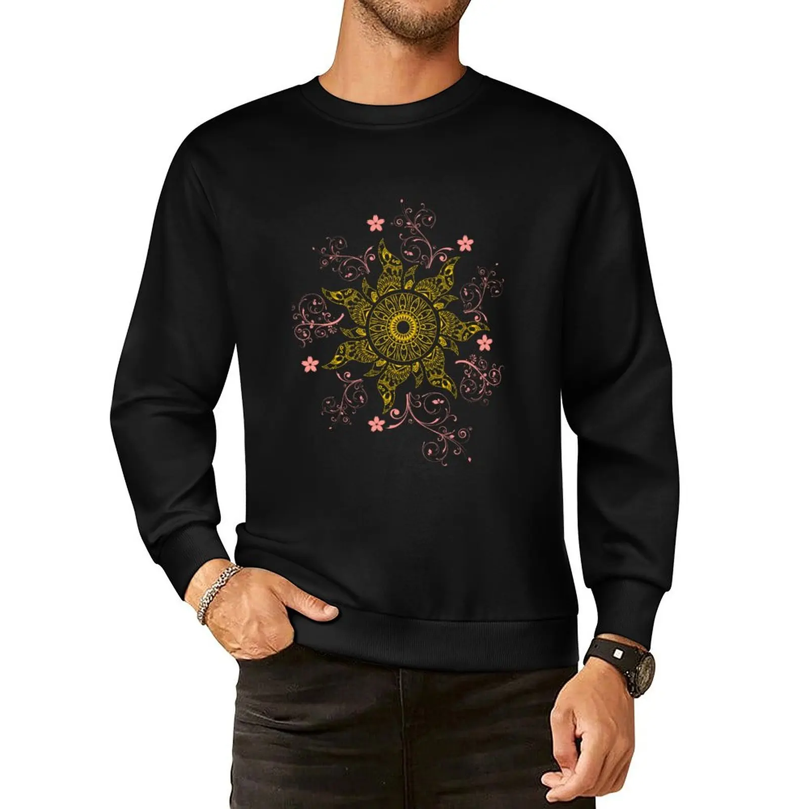 Mandala Gold Flower Pullover Hoodie tracksuit men men's clothing winter clothes new sweatshirts