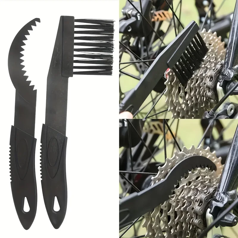 Image of Reinigungskettenbürste, zweiteiliges Set, Reinigungswerkzeug für Mountainbike-Kettengetriebe, Reitausrüstung, Reinigungswerkzeug für Fahrradketten