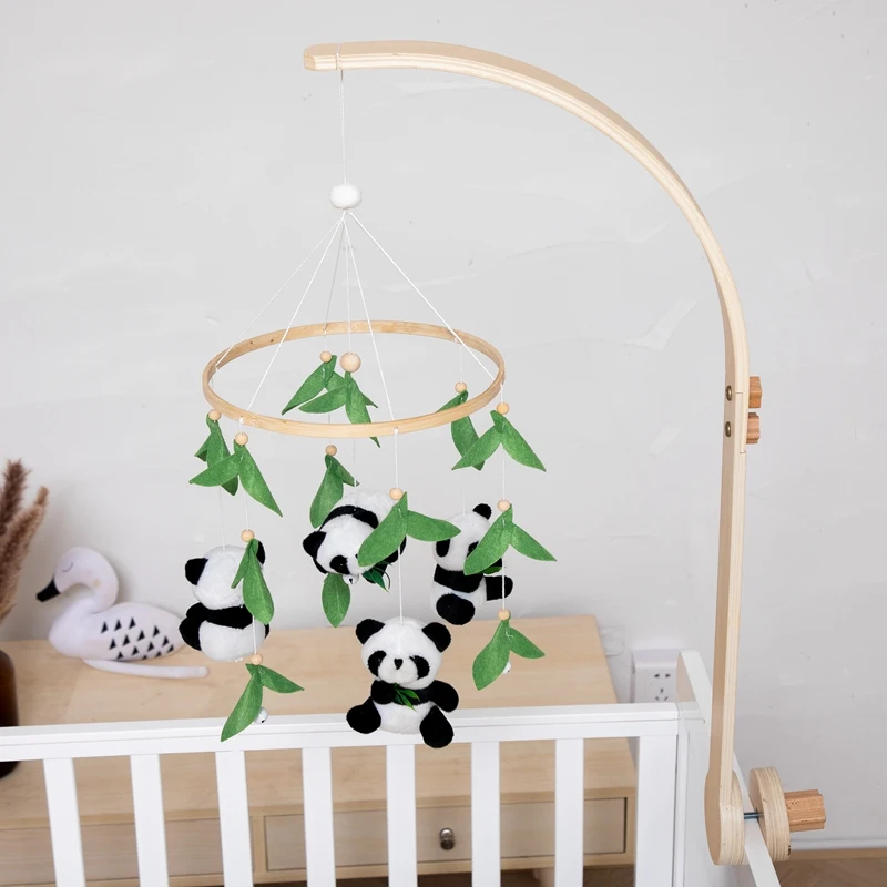 Houten 0-12 Maanden Baby Zacht Vilt Panda Bed Bell Mobiele Telefoons Wieg Bed Bell Opknoping Speelgoed Pasgeboren Educatief Speelgoed Voor Baby Cadeau