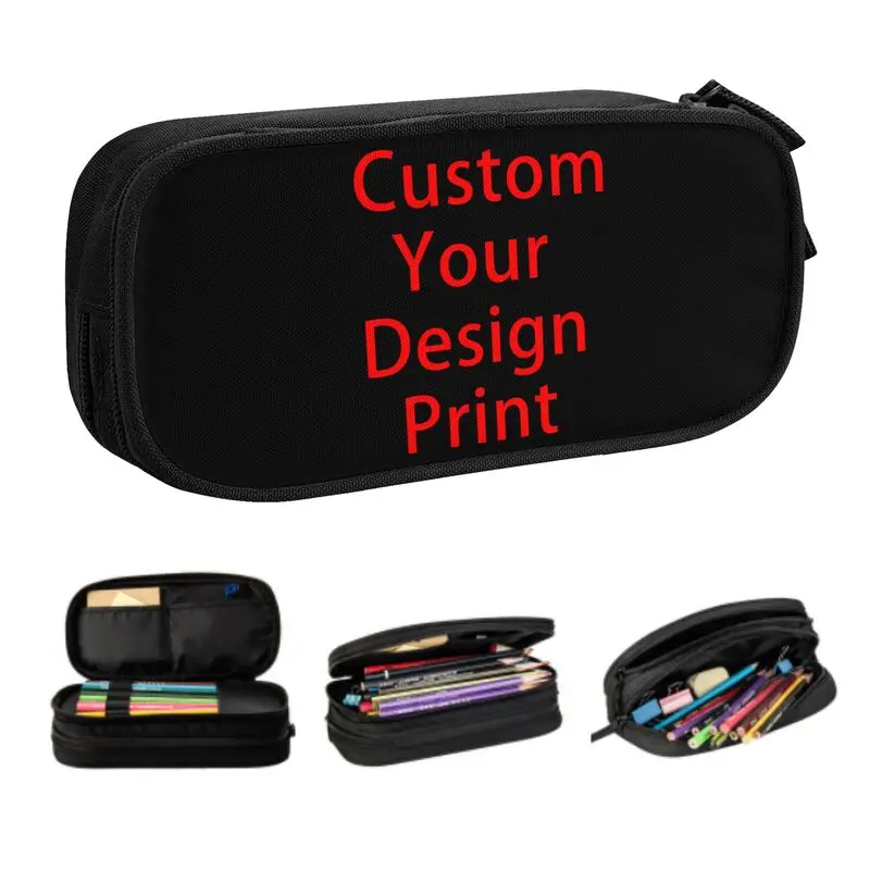 Custom Your Design School Pencil Cases Boys Gilrs Big Capacity Customized Logo Printed Pencil Bag Pouch Students Stationery