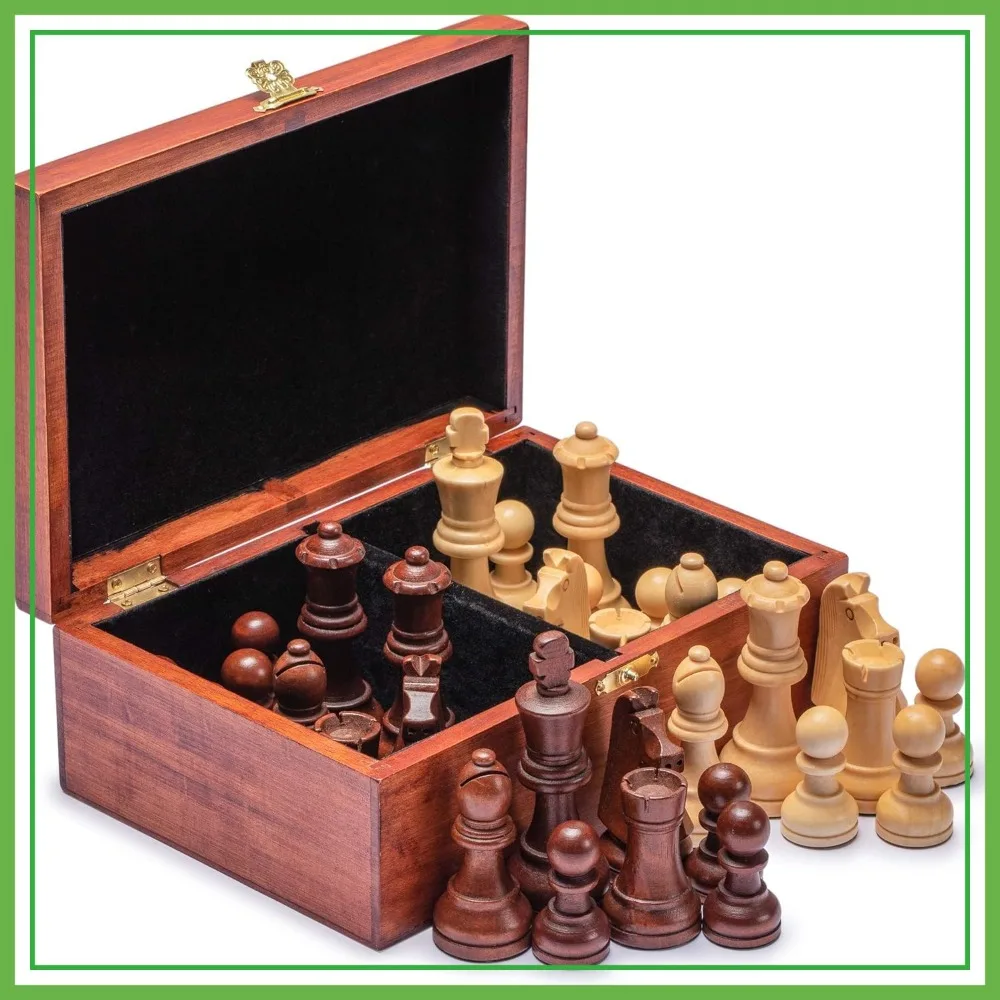 

Tournament No. 6 Staunton Chess Set with 2 Extra Queens, 3.9" King, Wooden Box