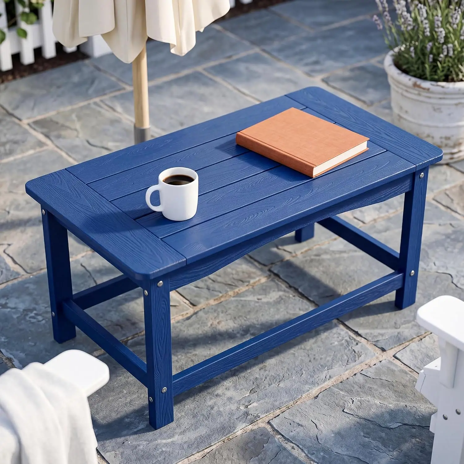 Outdoor Coffee Table for Patio Made of Poly Lumber with Weather-Resistant Construction