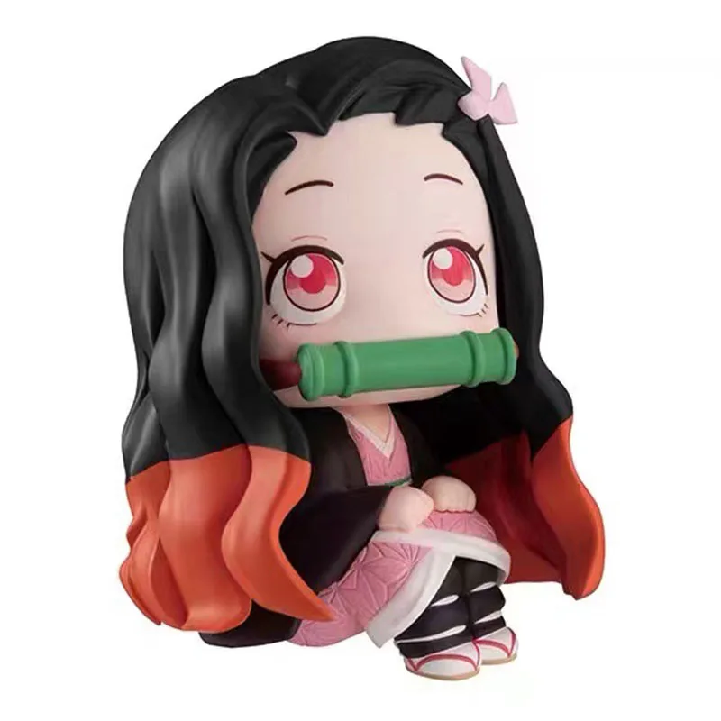 Demon Slayer Characters Kawaii Q Verrsion Sitting Position Action Figure Desktop Toy Collection Kamado Tanjirou Nezuko Models