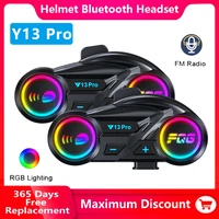 Y13 Pro casco de motocicleta auriculares Bluetooth intercomunicador distancia 500M Chip V6.0 estéreo Fm Radio mezcla compartir música