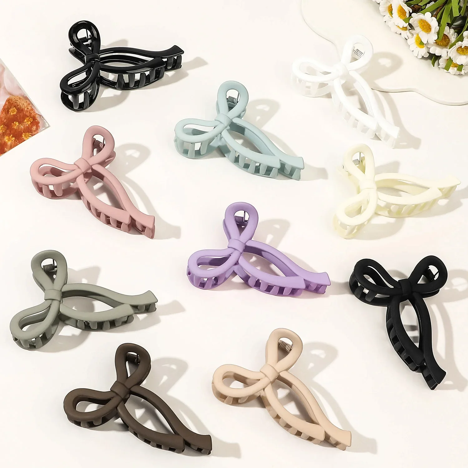 Matte Bow Large Hair Claw Crab Ponytail Hair Accessories for Women Acrylic Bowknot Hair Clips Hairpins Girls Barrettes Headbands