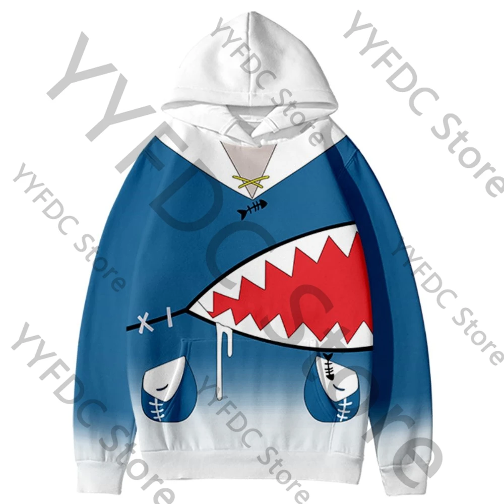 Vtuber Gawr Gura Hoodie Harajuku Cartoon Same Sweatshirt Women Men Pullovers Autumn Winter Warm Hoodies Gawr Gura Shark Clothes