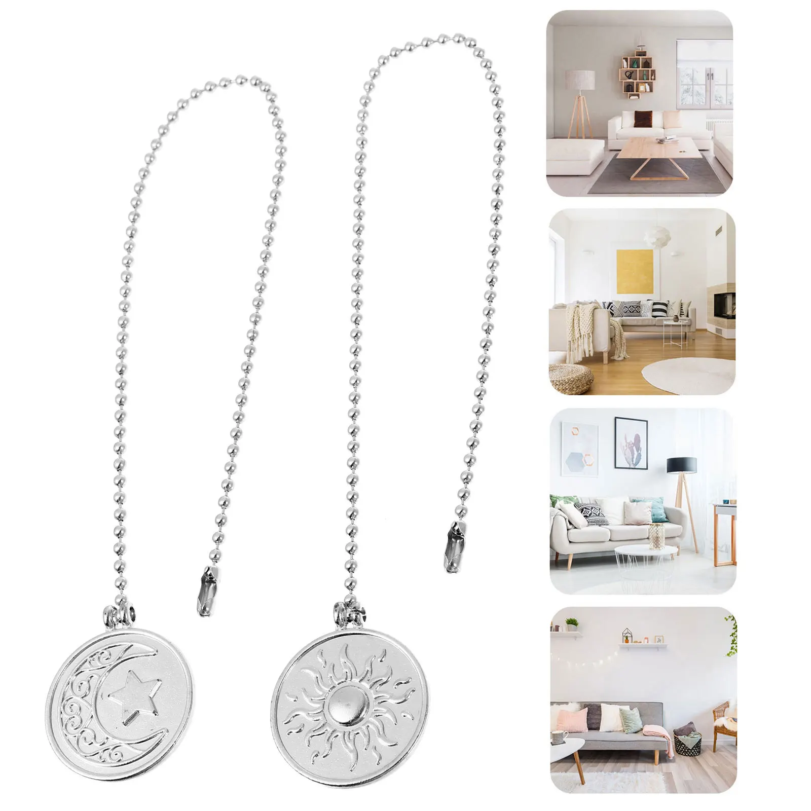 

2Pcs Ceiling Fan Pull Chain Decorative Zinc Alloy Pendants for Light Fixture Hanging Extension Home Room Decoration Use