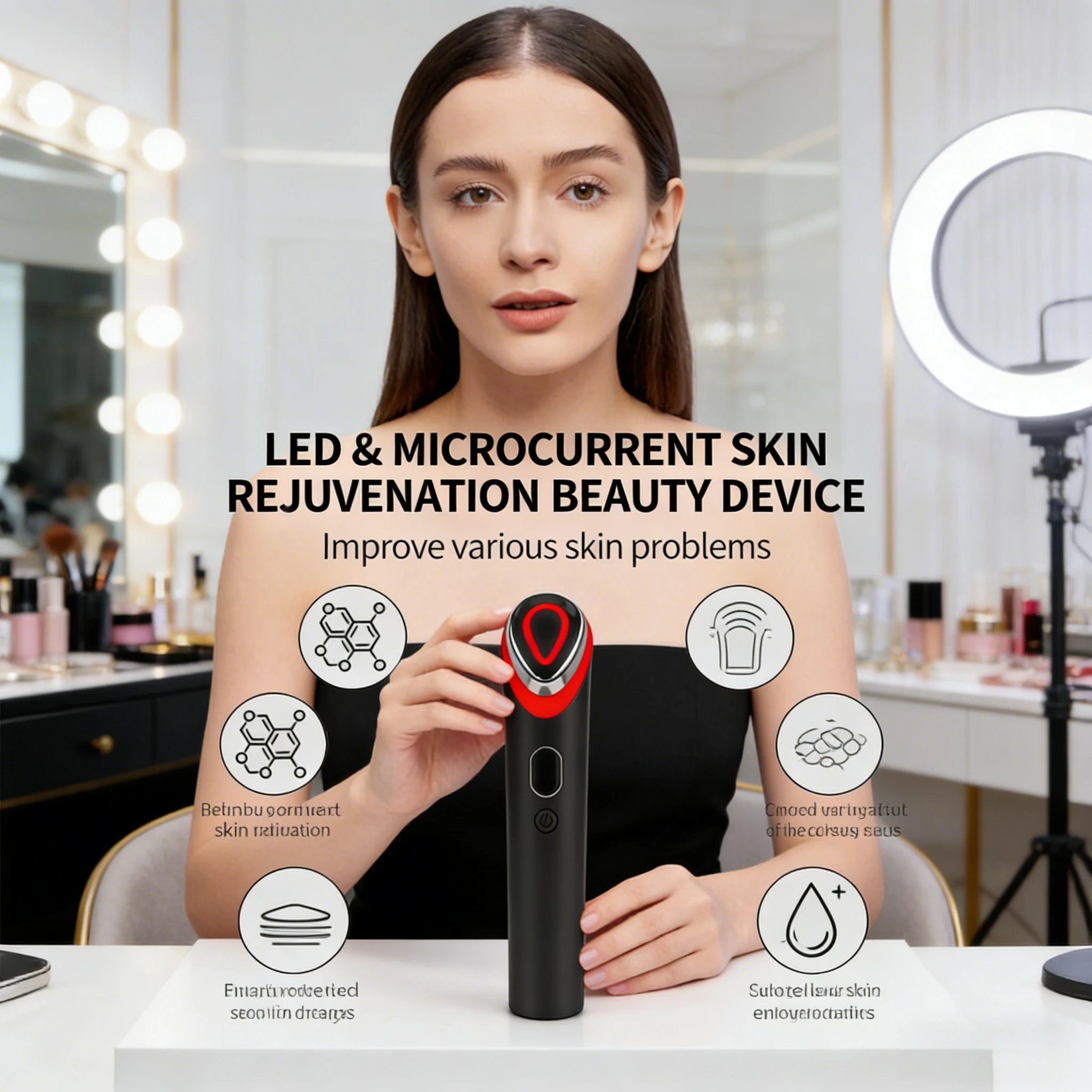 Portable NEW Multi Functional 7 Colors LED Microcurrent Face Massager Anti Aging Skin Rejuvenation Beauty Device for Daily Use